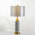 Gray textured marble fabric lamp shade table lamp